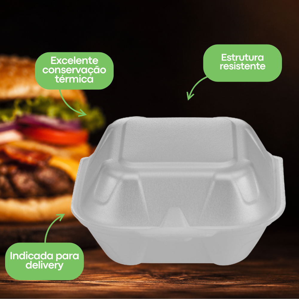 Hamburgueira Descartável de Isopor Bom Apetite BH02