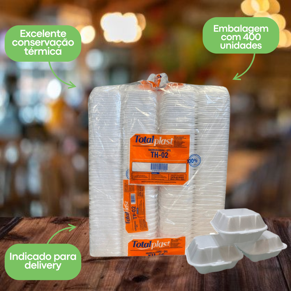 Hamburgueira Descartável de Isopor TH02 Totalplast