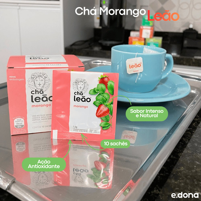 Chá Morango Leão com 10 sachês