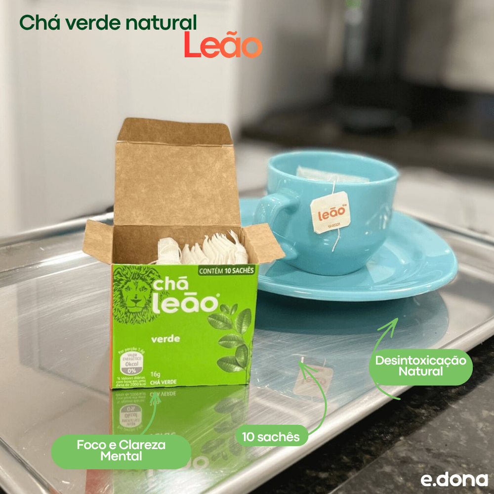 Chá verde natural Leão com 10 sachês