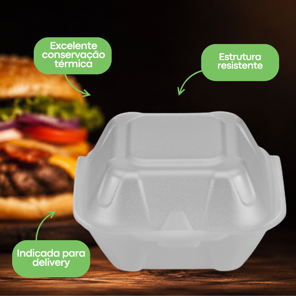 Hamburgueira Descartável de Isopor Bom Apetite BH01