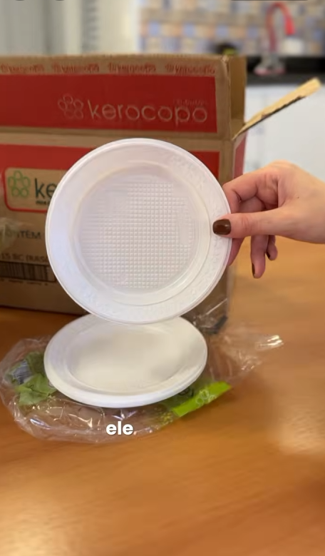 Prato Descartável Raso Branco 15cm para Sobremesa - Kerocopo