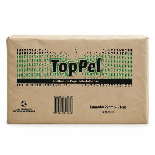 Papel Toalha Interfolha Branco 22x21cm 2 Dobras Folha Simples Toppel