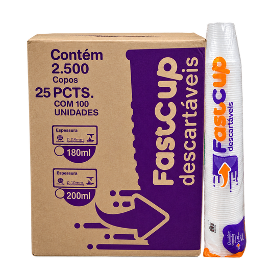 Copo Descartável 180ml Transparente PS FastCup  - 2.500 Unidades