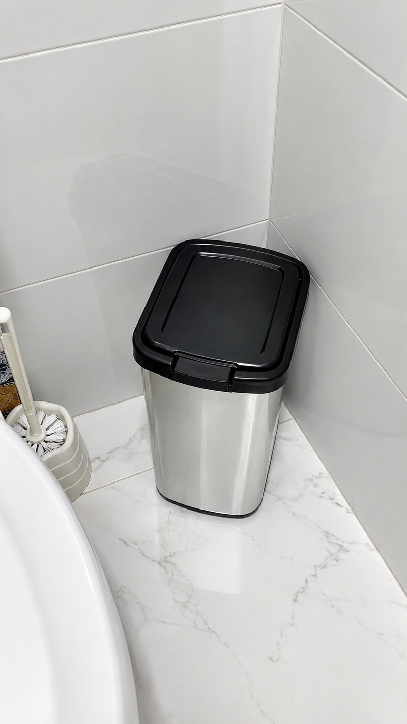 Lixeira 9L com Tampa Click Tipo Inox - Arqplast