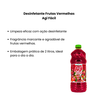 Desinfetante Frutas Vermelhas 2 Litros Agi Fácil
