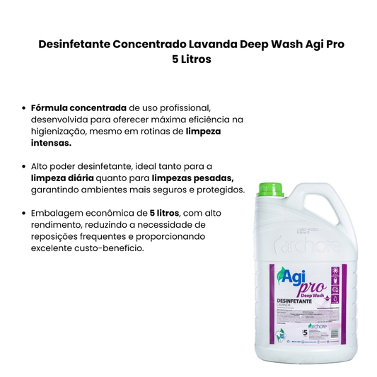 Desinfetante Concentrado Lavanda Deep Wash Agi Pro 5 Litros
