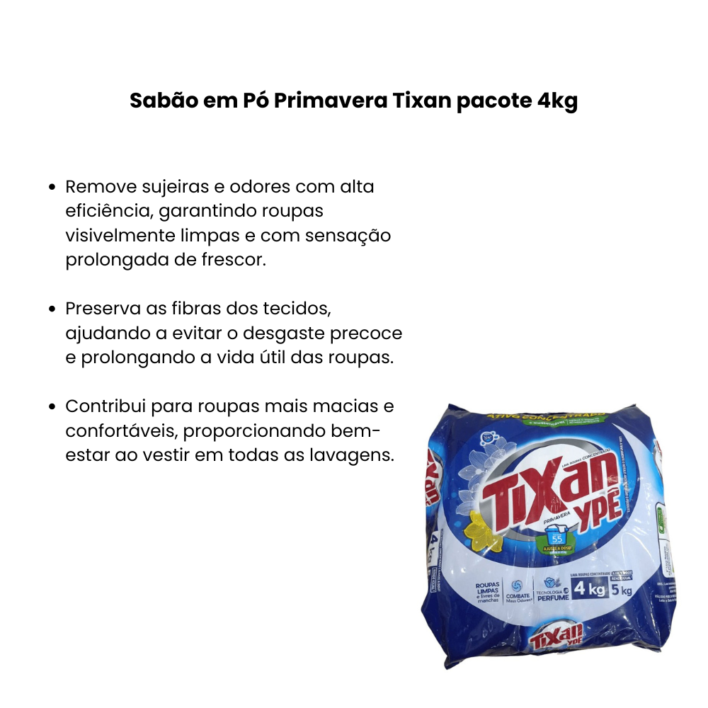 Sabão em Pó Primavera Tixan pacote 4kg