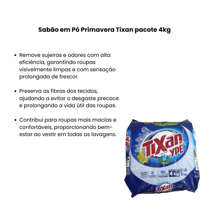 Sabão em Pó Primavera Tixan pacote 4kg