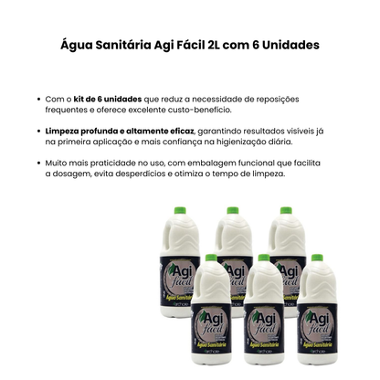 Água Sanitária Agi Fácil 2L com 6 Unidades