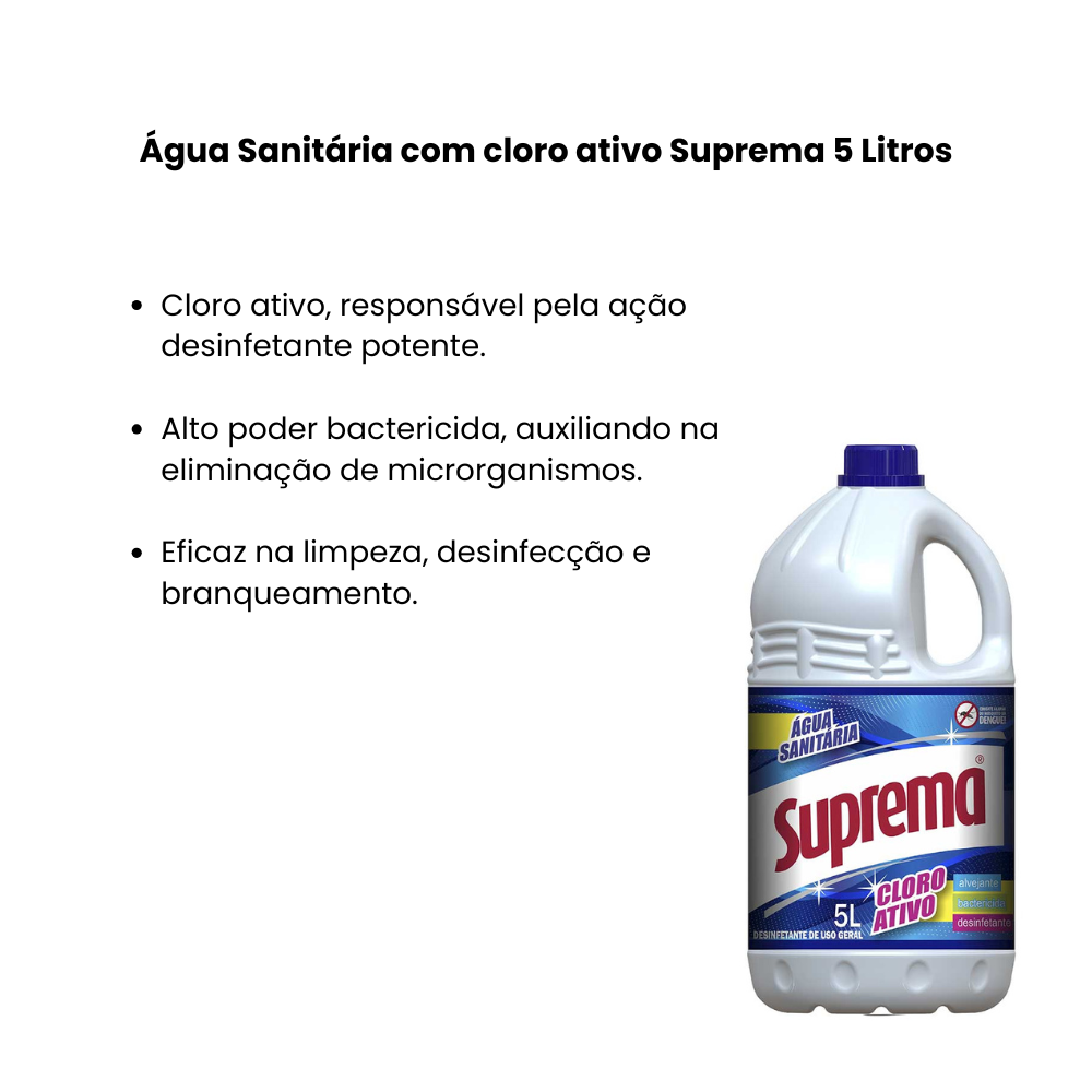 Água Sanitária 5 Litros Cloro Ativo Suprema