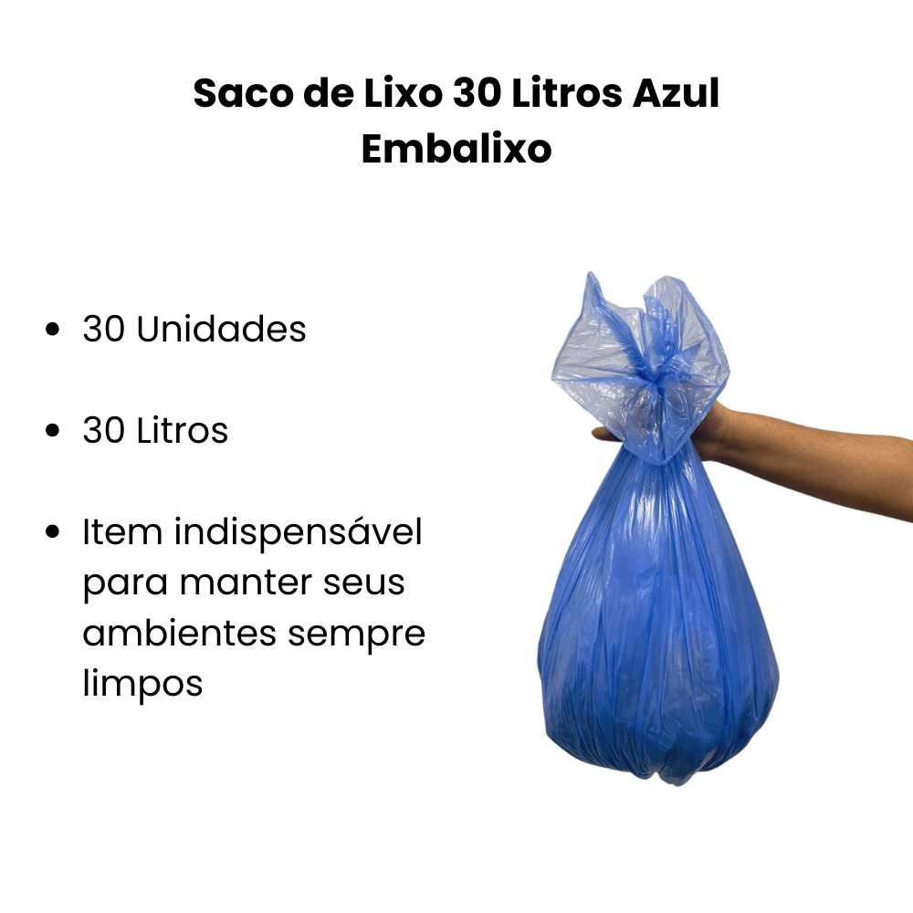 Saco de Lixo 30 Litros Azul Embalixo