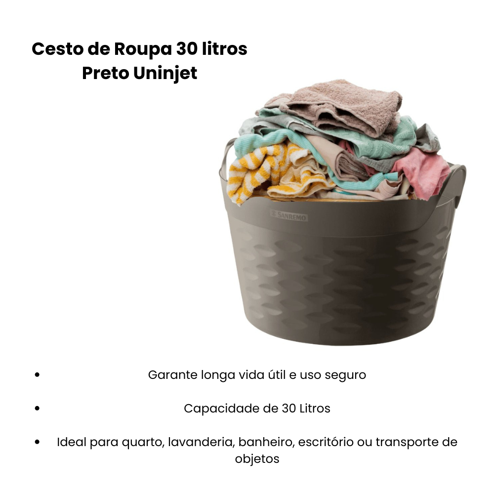Cesto Organizador 30L Sanremo Cinza