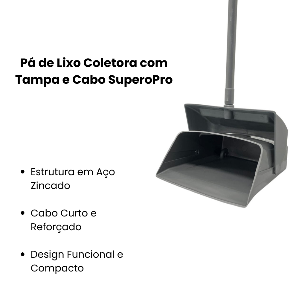 Pá de Lixo Coletora com Tampa e Cabo SuperoPro