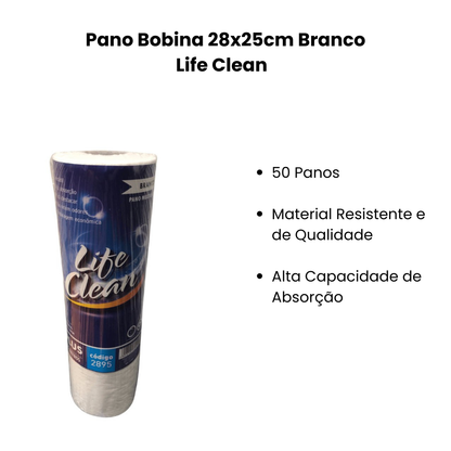 Pano Bobina 28x25cm Branco Life Clean