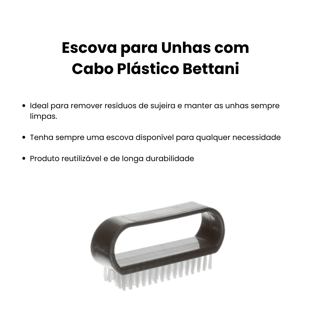 Kit com 6 Escovas para Unhas com Cabo Plástico Bettani