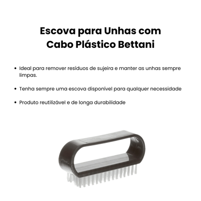 Kit com 6 Escovas para Unhas com Cabo Plástico Bettani