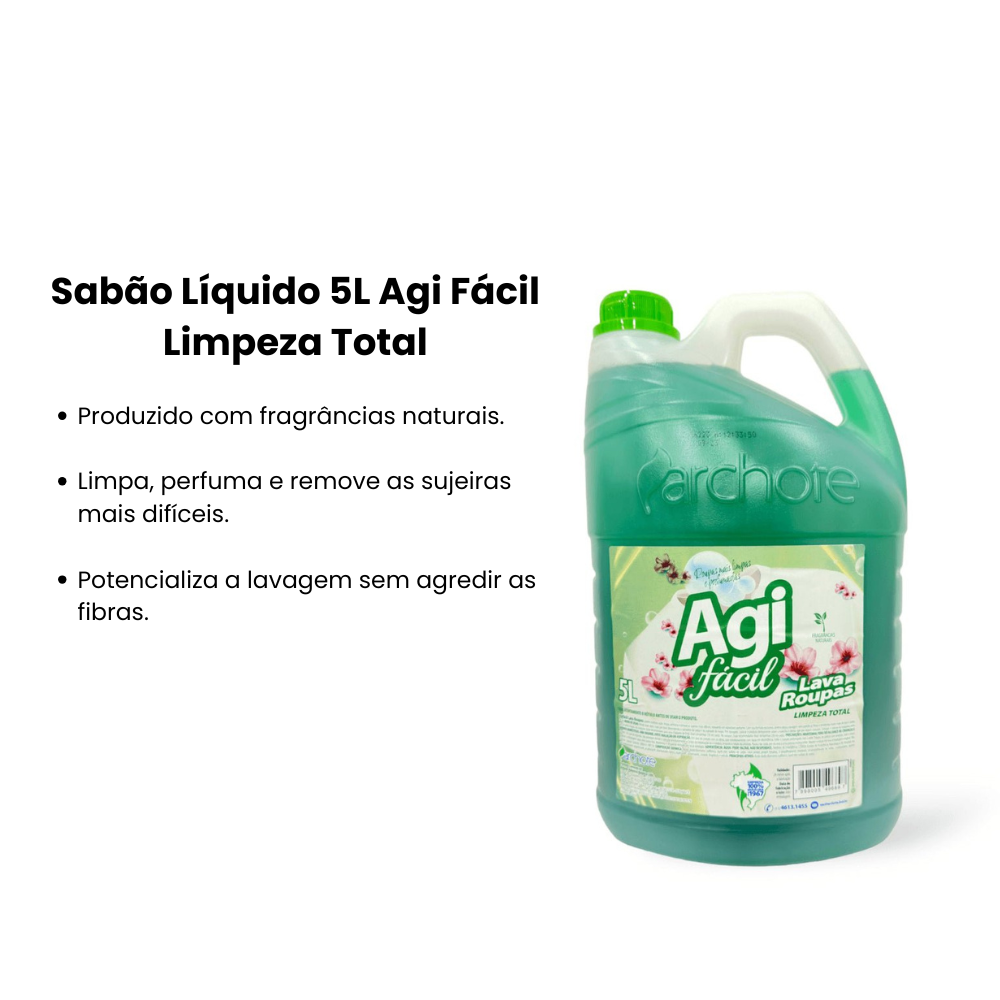 Sabão Líquido 5L Agi Fácil Limpeza Total