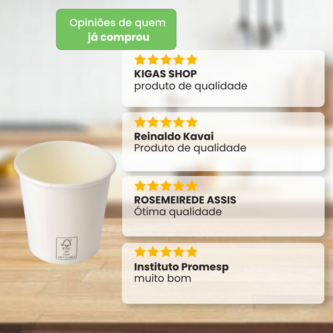 Copo de Papel Descartável Branco 110ml Caixa com 1.000 Unidades FNS