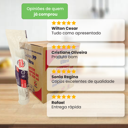 Copo Descartável Transparente Liso 500ml Ultra – 1.000 Unidades