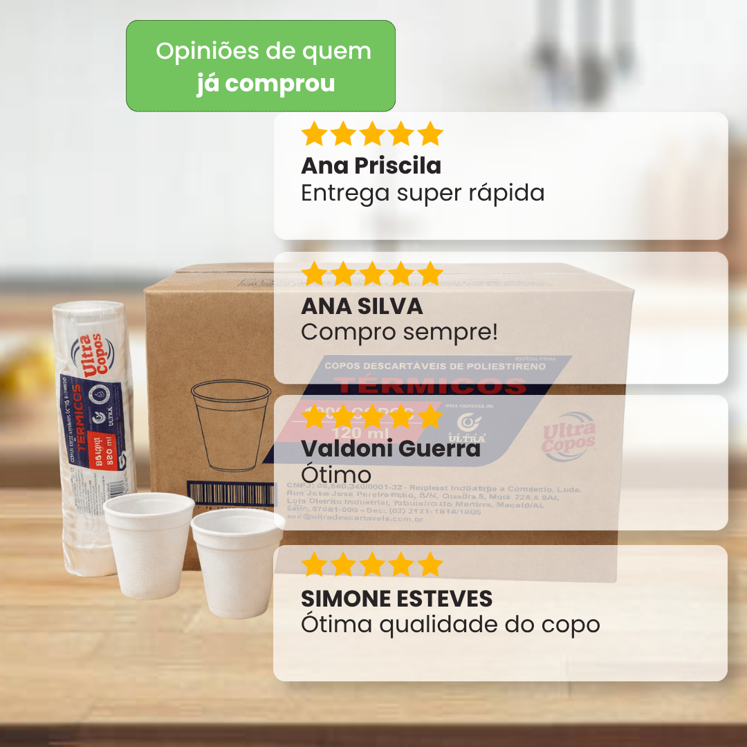 Copo Descartável de Isopor Térmico 120ml Replast Ultra - 1.000 unidades
