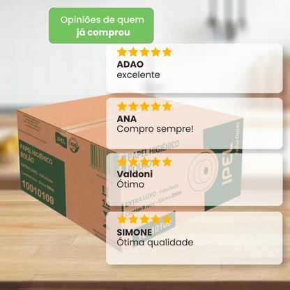 Papel Higiênico Rolão 100% Celulose Folha Dupla Renova 8 Rolos de 250m