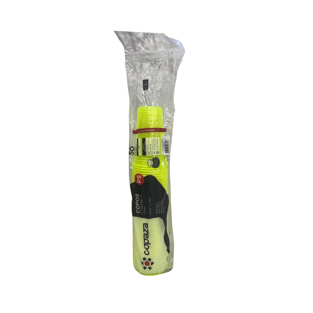 Copo 770ml Copaza PS Neon Amarelo 50 Unidades