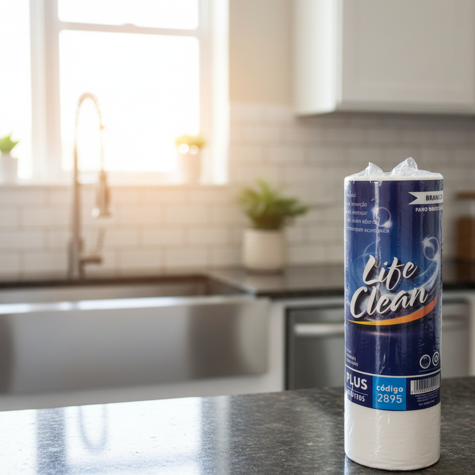 Pano Bobina 28x25cm Branco Life Clean