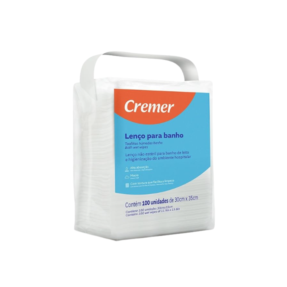 Toalhas Umedecidas Cremer 30x35cm  Pacote com 100 Unidades