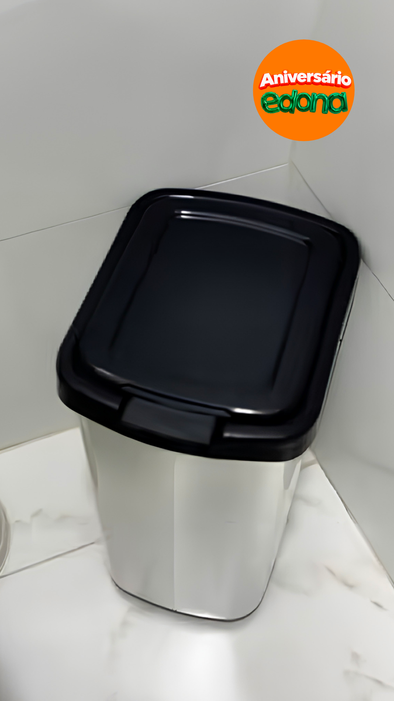 Lixeira 9L com Tampa Click Tipo Inox - Arqplast