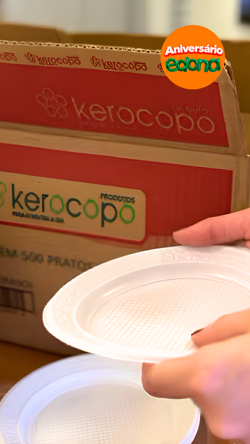 Prato Descartável Raso Branco 15cm para Sobremesa - Kerocopo