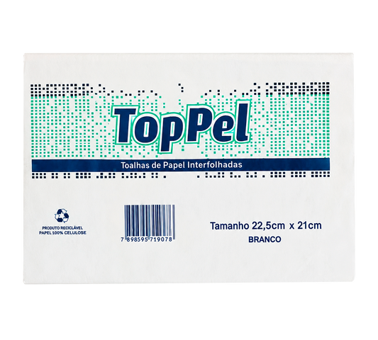Papel Toalha Interfolha Branco 22x21cm 2 Dobras Folha Simples Toppel