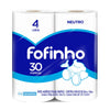 Papel Higiênico Folha Simples Fofinho pacote com 4 rolos de 30 metros