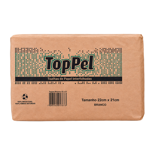 Papel Toalha Interfolha Branco 22x21cm 2 Dobras Folha Simples Toppel
