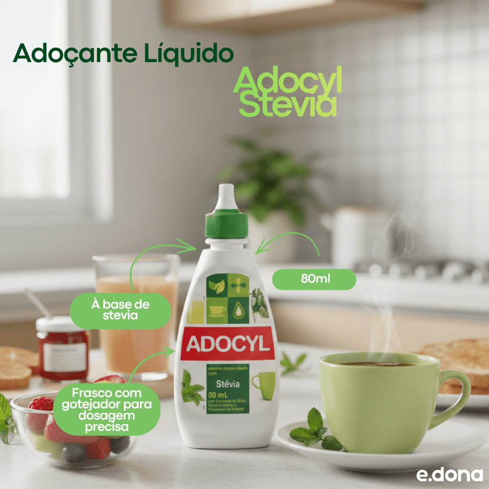 Adoçante Líquido 80ml Adocyl Stevia - e - dona