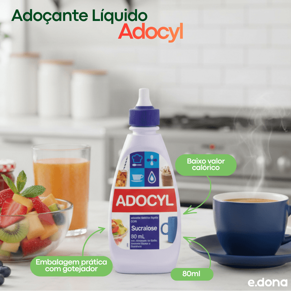 Adoçante Líquido 80ml Adocyl Sucralose - e - dona