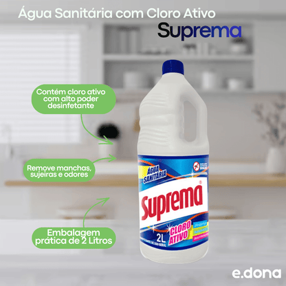 Água Sanitária com Cloro Ativo Suprema 2 Litros - e - dona