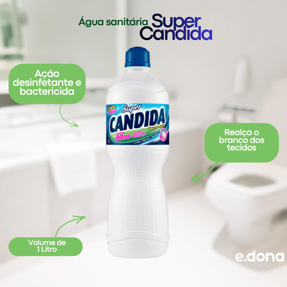 Água sanitária Super Candida 1 Litro - e - dona