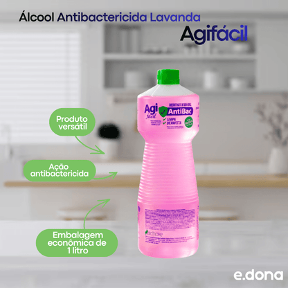 Álcool 1L Agifácil Antibactericida Lavanda - e - dona