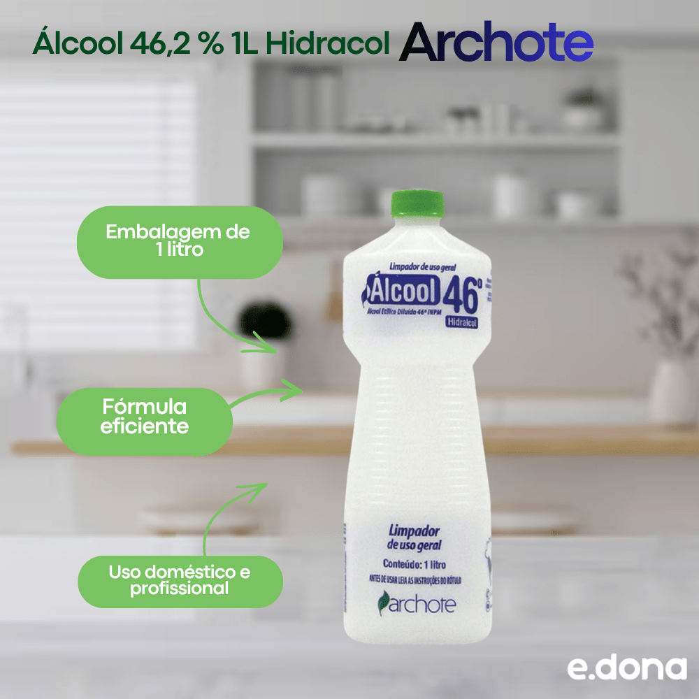 Álcool 46,2 % 1L Hidracol Archote - e - dona