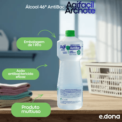 Álcool 46º AntiBac Agifacil Archote 1 litro - e - dona