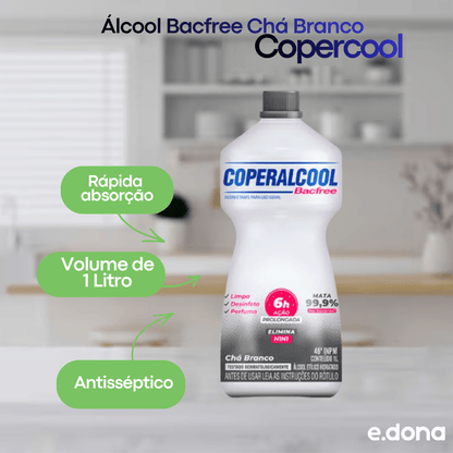 Álcool Copercool Bacfree Chá Branco 1L - e - dona