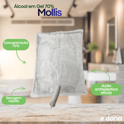 Álcool em Gel 70% Mollis Archote Refil 800ml - e - dona