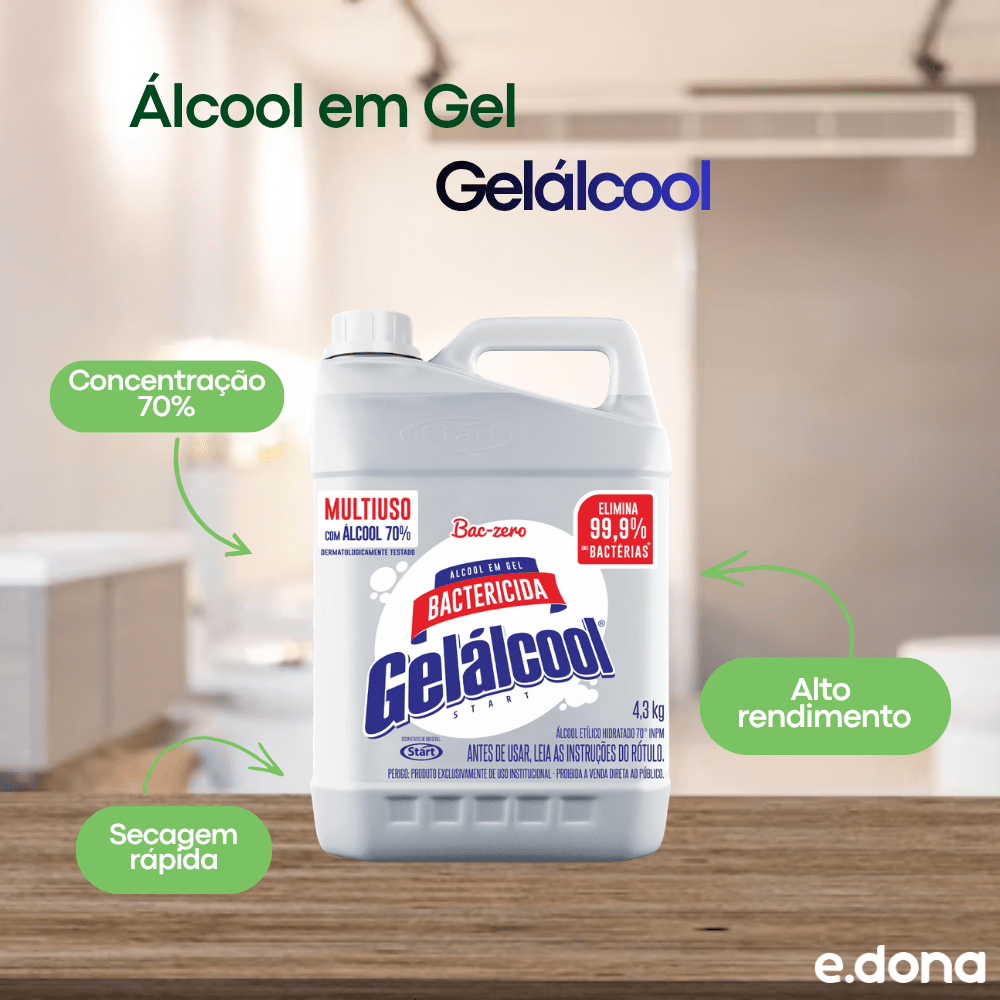 Álcool em Gel 70 para Limpeza Gelálcool 4,3kg - e - dona