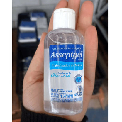 Álcool em Gel 71,04Á de bolso com Aloe Vera Asseptgel Cristal Start 52g - e - dona