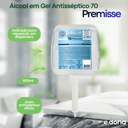 Álcool em Gel Antisséptico 70 Premisse Refil 800ml - e - dona