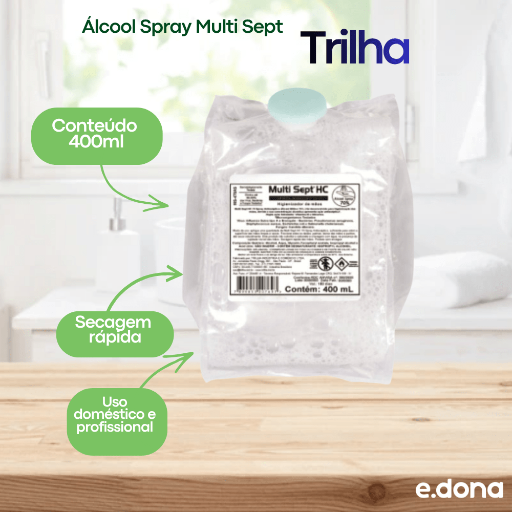 Álcool Spray Multi Sept Trilha 400ml - e - dona
