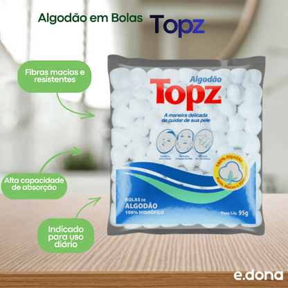 Algodão em Bolas 95g Topz - e - dona