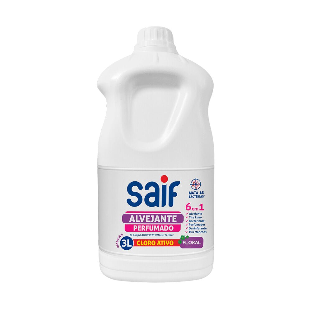 Alvejante Perfumado Floral com Cloro Ativo 3L Saif - e - dona