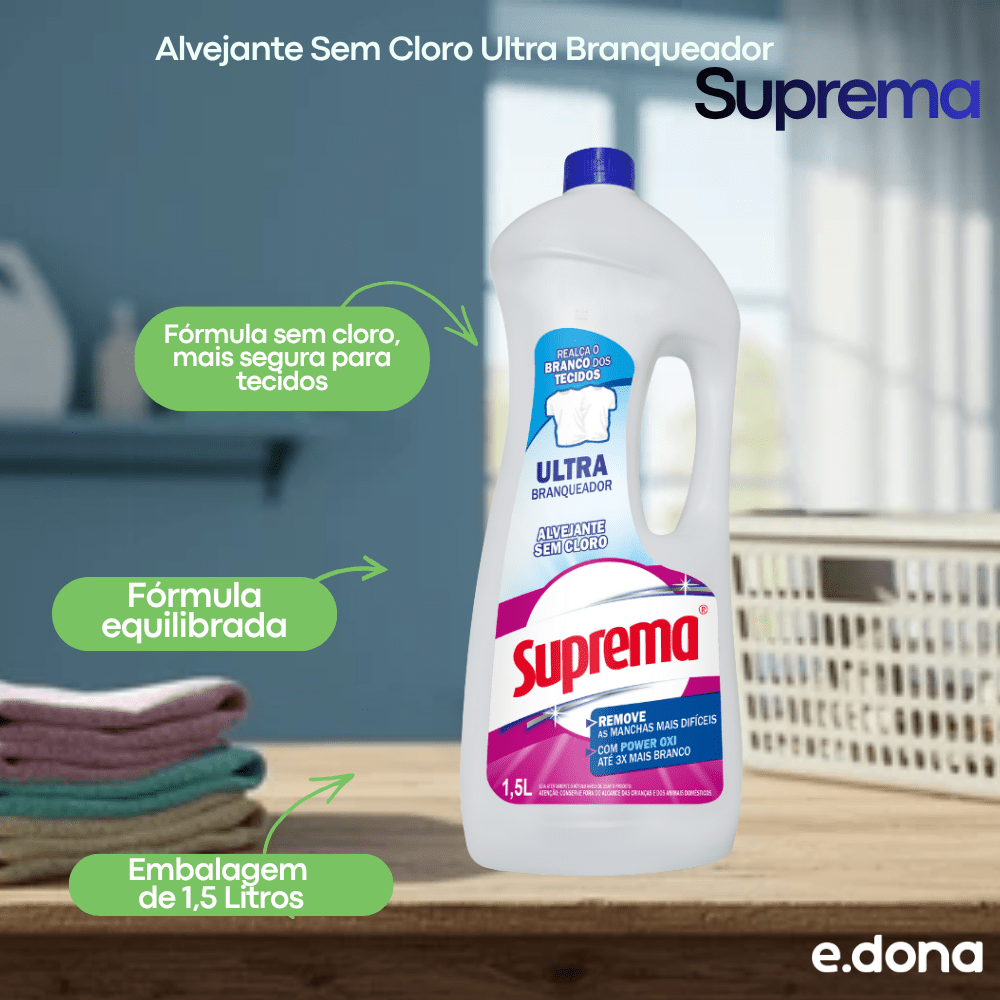 Alvejante Sem Cloro Ultra Branqueador Suprema 1,5L - e - dona